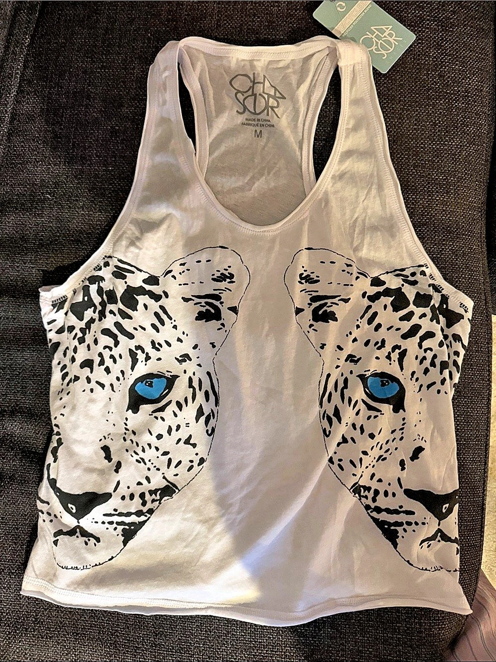 Chaser Tank Tops White Black Size M